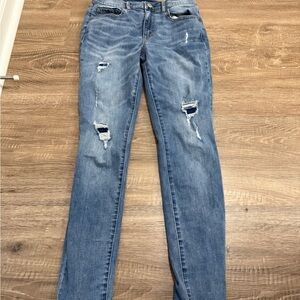 Women's Distressed Skinny Jeans - Blue
